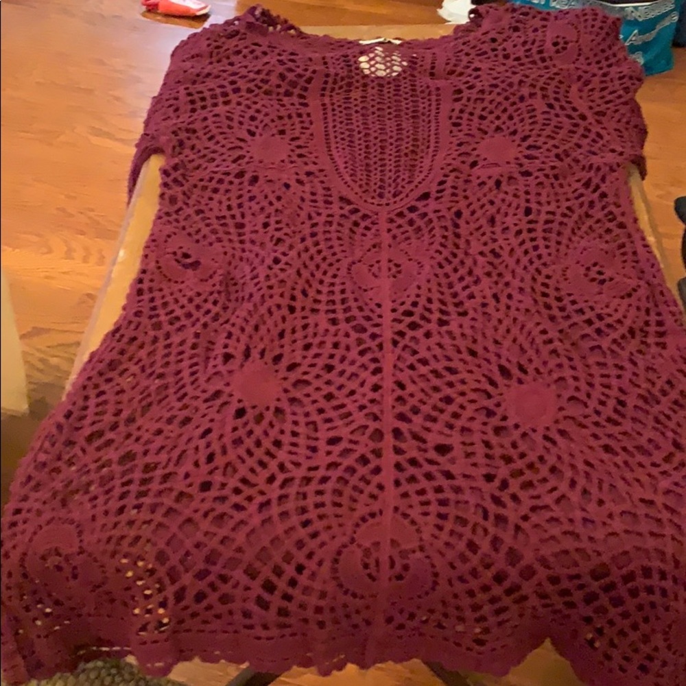 New - Cato Maroon Dress with Sweater Overlay